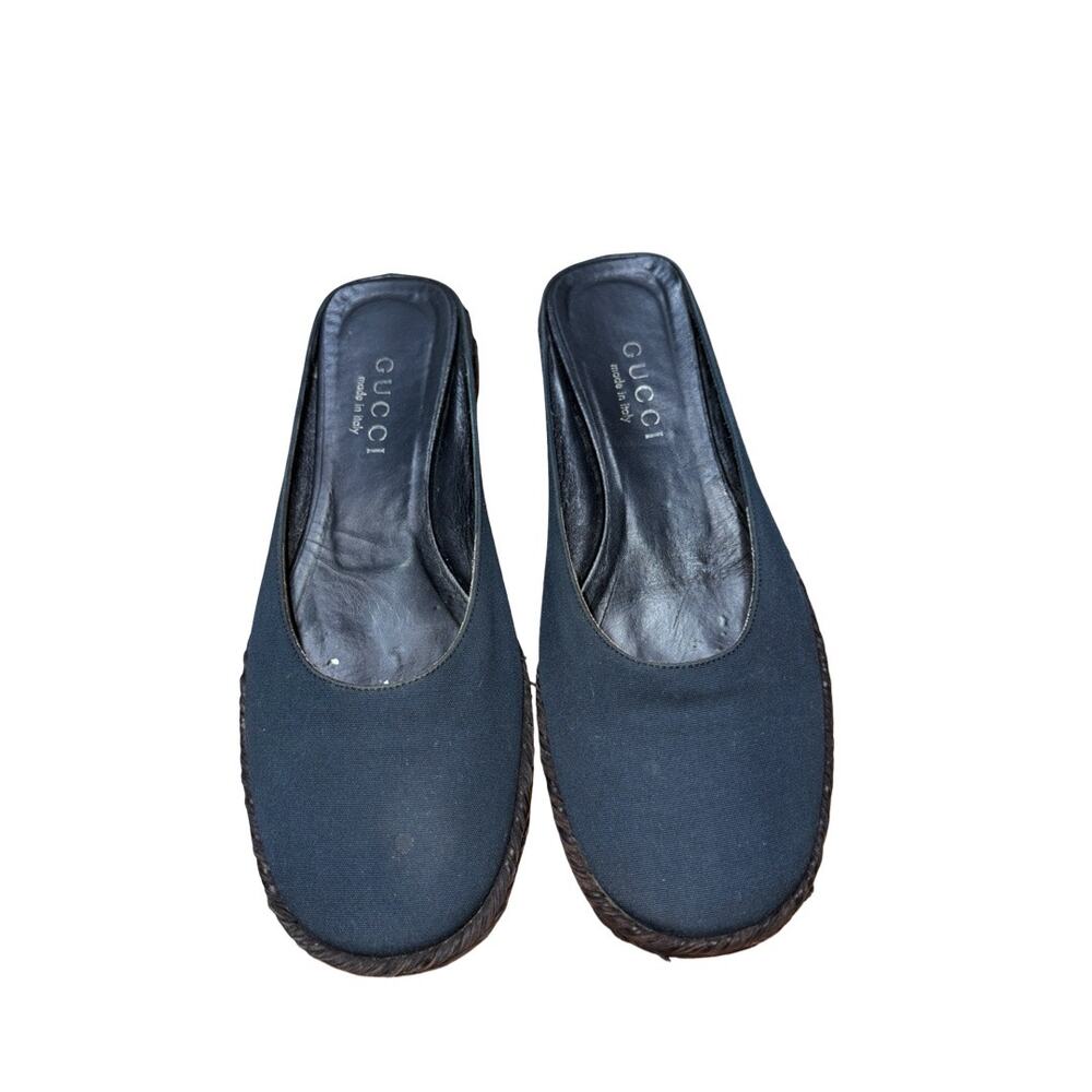 Vintage GUCCI Navy Blue Canvas Mules Size: 6B